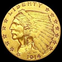 1914-D $2.50 Gold Quarter Eagle CLOSELY UNCIRCULAT