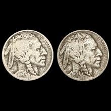 1914-D, 1914-S Buffalo Nickel Pair [2 Coins] LIGHT