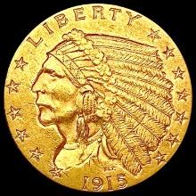 1915 $3 Gold Piece CHOICE AU