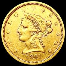 1861 $3 Gold Piece CLOSELY UNCIRCULATED