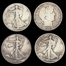 1911-1946 Varied Date US Half Dollars [4 Coins] HI