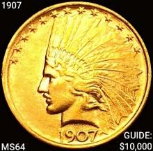 1907 $10 Gold Eagle CHOICE BU