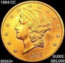 1884-CC $20 Gold Double Eagle CHOICE BU+