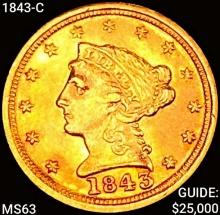 1843-C $2.50 Gold Quarter Eagle CHOICE BU