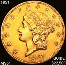 1851 $20 Gold Double Eagle UNCIRCULATED