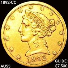 1892-CC $5 Gold Half Eagle HIGH GRADE