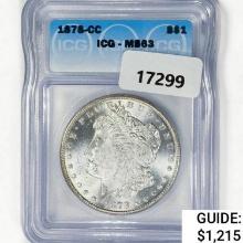 1878-CC Morgan Silver Dollar ICG MS63