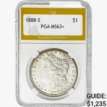 1888-S Morgan Silver Dollar PGA MS63+
