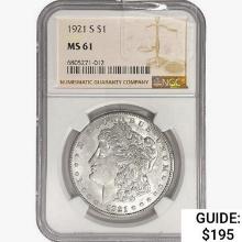 1921-S Morgan Silver Dollar NGC MS61