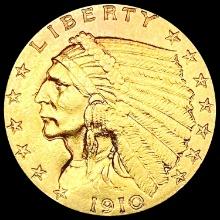 1910 $2.5 Gold Quarter Eagle CLOSELY UNCIRCULATED
