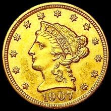 1907 $2.5 Gold Quarter Eagle CLOSELY UNCIRCULATED