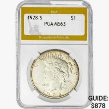 1928-S Silver Peace Dollar PGA MS63