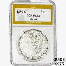 1880-O Morgan Silver Dollar PGA MS63 Micro O