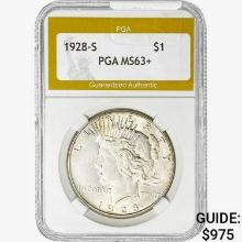 1928-S Silver Peace Dollar PGA MS63+