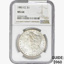1882-CC Morgan Silver Dollar NGC MS64