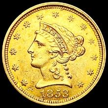 1853 $2.5 Gold Quarter Eagle UNCIRCULATED