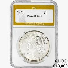 1922 Silver Peace Dollar PGA MS67+
