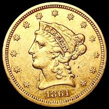 1861 $2.5 Gold Quarter Eagle CLOSELY UNCIRCULATED