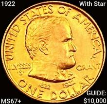 1922 With Star Grant Rare Gold Dollar SUPERB GEM BU +