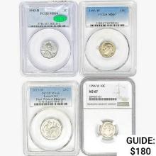 [4] Varied US Silver Coinage PCGS/NGC MS64 - 67 [1