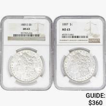 1885&1887 [2] Morgan Silver Dollar NGC MS63