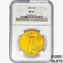 1928 $20 Gold Double Eagle NGC MS62