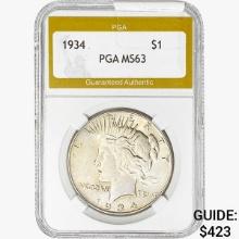 1934 Silver Peace Dollar PGA MS63