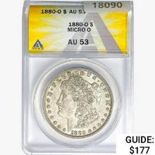 1880-O Morgan Silver Dollar ANACS AU53 Micro O