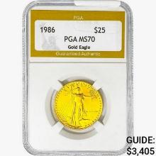 1986 $25 1/2oz Gold Eagle PGA MS70