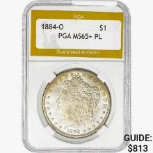 1884-O Morgan Silver Dollar PGA MS65+ PL