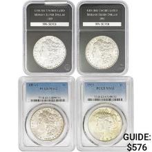 [4] 1880-1923 Asstd. Silver Dollars PCGS/GG UNC/MS