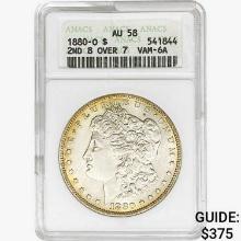 1880-O Morgan Silver Dollar ANACS AU58 2nd 8/7 VAM