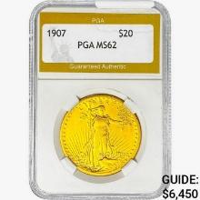 1907 $20 Gold Double Eagle PGA MS62