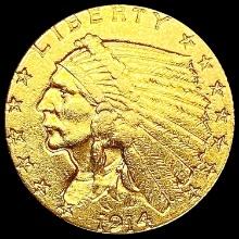 1914-D $5 Gold Half Eagle CLOSELY UNCIRCULATED