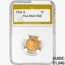1926-D Wheat Cent PGA MS64 RED