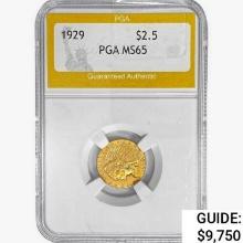 1929 $2.50 Gold Quarter Eagle PGA MS65