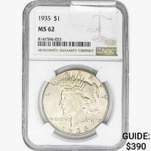 1935 Silver Peace Dollar NGC MS62