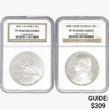 2002&2005-P [2] US Varied Silver Coinage NGC PF70 UC