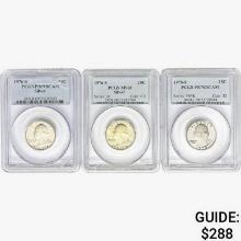 1976&1978 [3] Washington Silver Quarters PCGS MS/PF