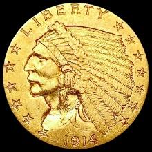 1914 $2.50 Gold Quarter Eagle CLOSELY UNCIRCULATED