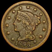 1848 Braided Hair Large Cent ABOUT UNCIRCULATED