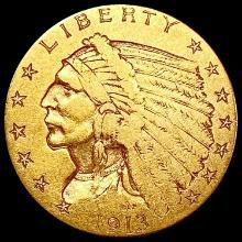 1913 $2.50 Gold Quarter Eagle CLOSELY UNCIRCULATED