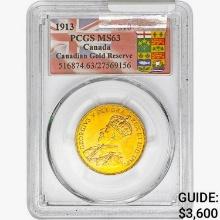 1913 $10 1/2oz Canada PCGS MS63