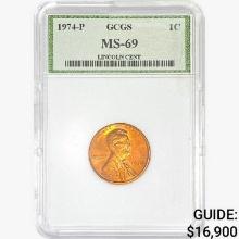 1974-P Lincoln Memorial Cent GCGS MS69