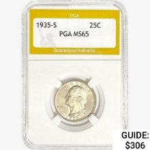 1935-S Washington Silver Quarter PGA MS65