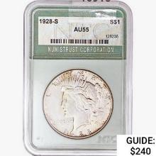 1928-S Silver Peace Dollar NTC AU55