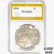 1934 Silver Peace Dollar PGA MS64