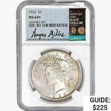 1922 Silver Peace Dollar NGC MS64+