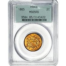 1865 Two Cent Piece PCGS MS65 RD