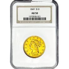 1849 $10 Gold Eagle NGC AU50